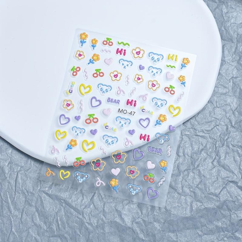 5D Embossed Nail Stickers for Women Nail Art Decals