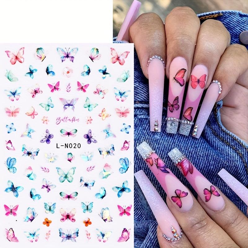 6pcs Laser Butterfly Nail Art Stickers Self Adhesive Nail Art Decals
