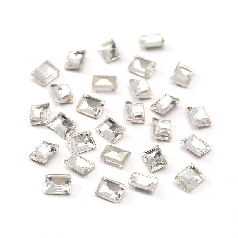 10pcs Rectangle Nail Art Rhinestones Crystal Gems for DIY or Salons
