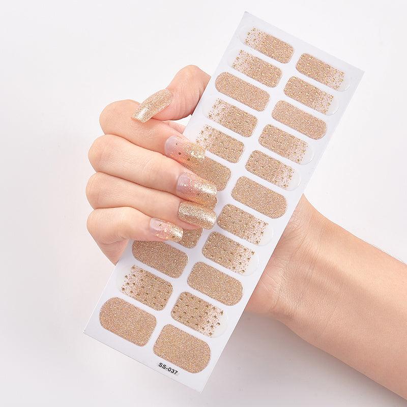 Glitter Full Wraps Nail Polish Stickers Self Adhesive Nail Art Decal Strips