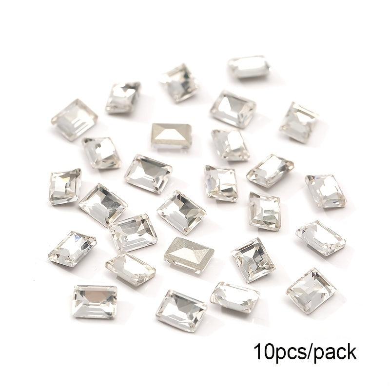 10pcs Rectangle Nail Art Rhinestones Crystal Gemstones