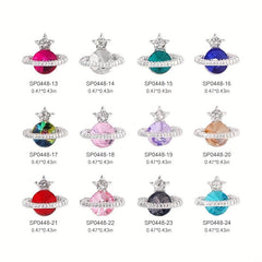 10 pcs Saturn Nail Charms 3D Rhinestone Nail Art Jewelry for DIY Crafts