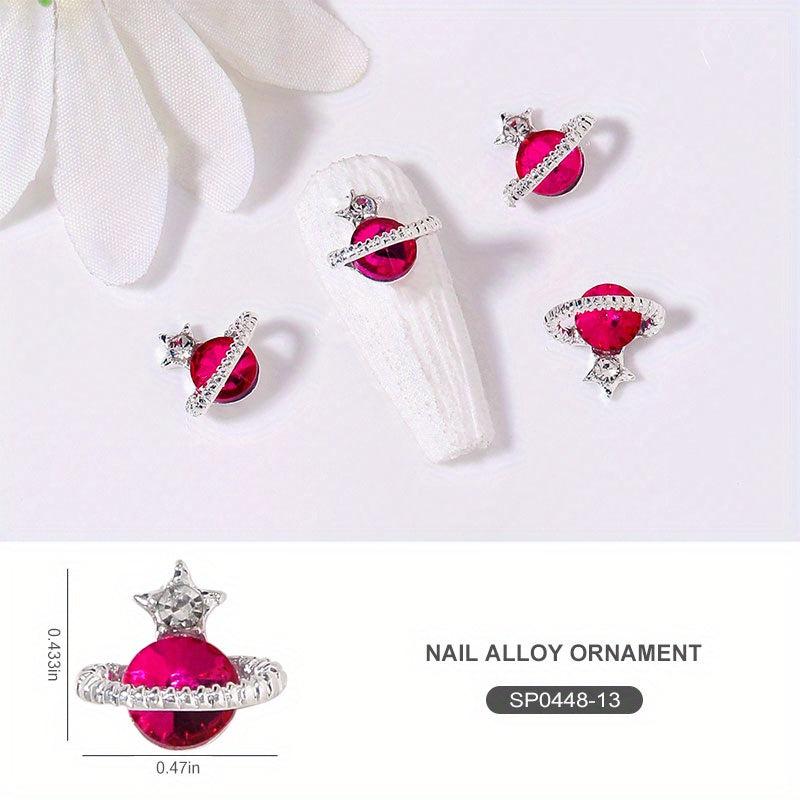10 pcs Saturn Nail Charms 3D Rhinestone Nail Art Jewelry for DIY Crafts