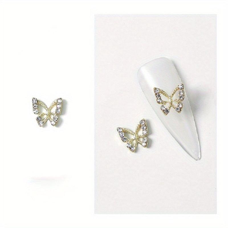 3D Metal Butterfly Nail Charms Crystal Decoration