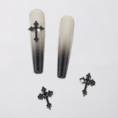 4pcs 3D Punk Cross Nail Charms Rhinestones Butterfly Heart Halloween Bat