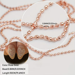 Nail Chain Bead Charms 0 8mm Rose Golden Silvery Pixie Stone Decorations