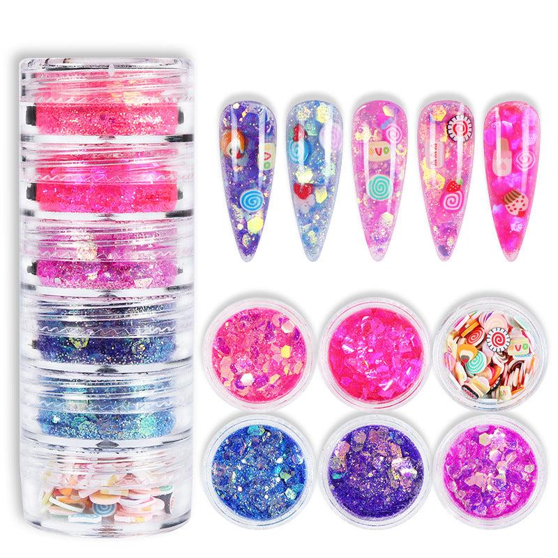 6 pcs Mermaid Nail Art Sequins Glitter for Spring Summer Nail Decor