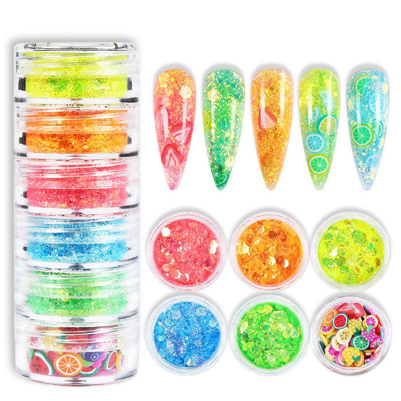 6 pcs Mermaid Nail Art Sequins Glitter for Spring Summer Nail Decor