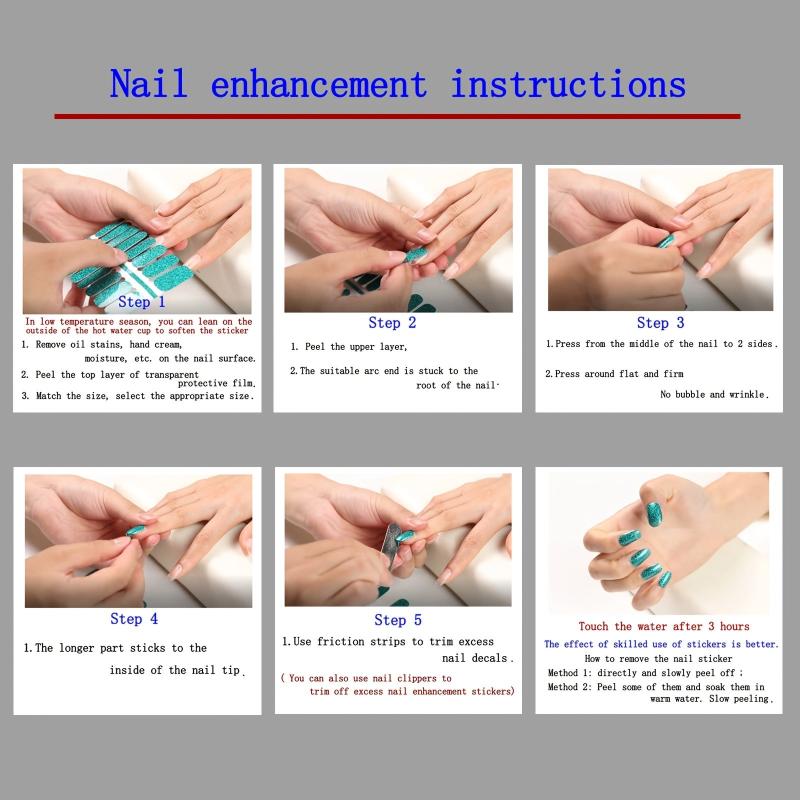 Glitter Nail Stickers Self Adhesive Full Nail Wraps for Women and Girl