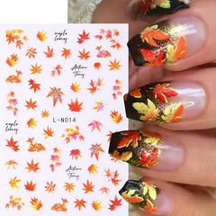 6pcs Maple Leaf Nail Art Stickers Fall Pumpkins DIY Nail Decals