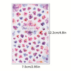 4 Sheets Spring Flower Nail Art Sticker Self-adhesive Nail Decals