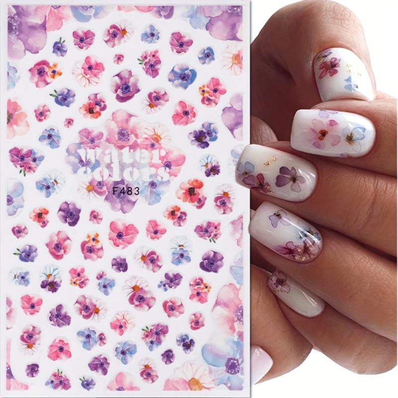 4 Sheets Spring Flower Nail Art Sticker Self-adhesive Nail Decals