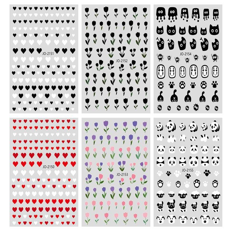 Animal Red Grid Clouds Nail Art Stickers