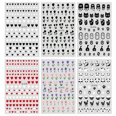 Animal Red Grid Clouds Nail Art Stickers