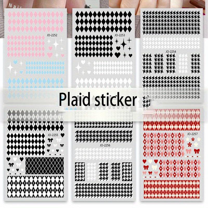 Animal Red Grid Clouds Nail Art Stickers