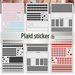 Animal Red Grid Clouds Nail Art Stickers