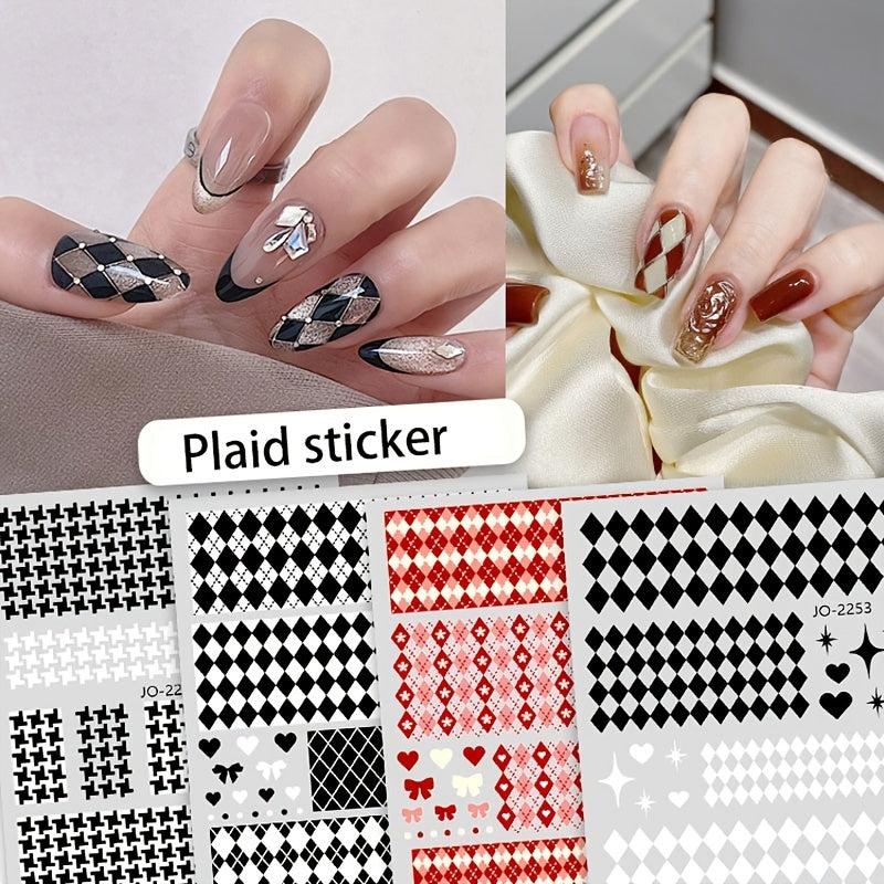 Animal Red Grid Clouds Nail Art Stickers