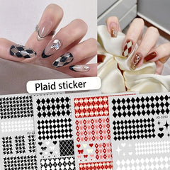 Animal Red Grid Clouds Nail Art Stickers