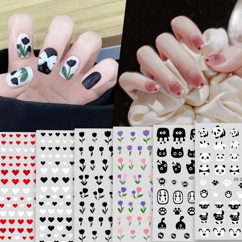 Animal Red Grid Clouds Nail Art Stickers