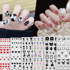 Animal Red Grid Clouds Nail Art Stickers