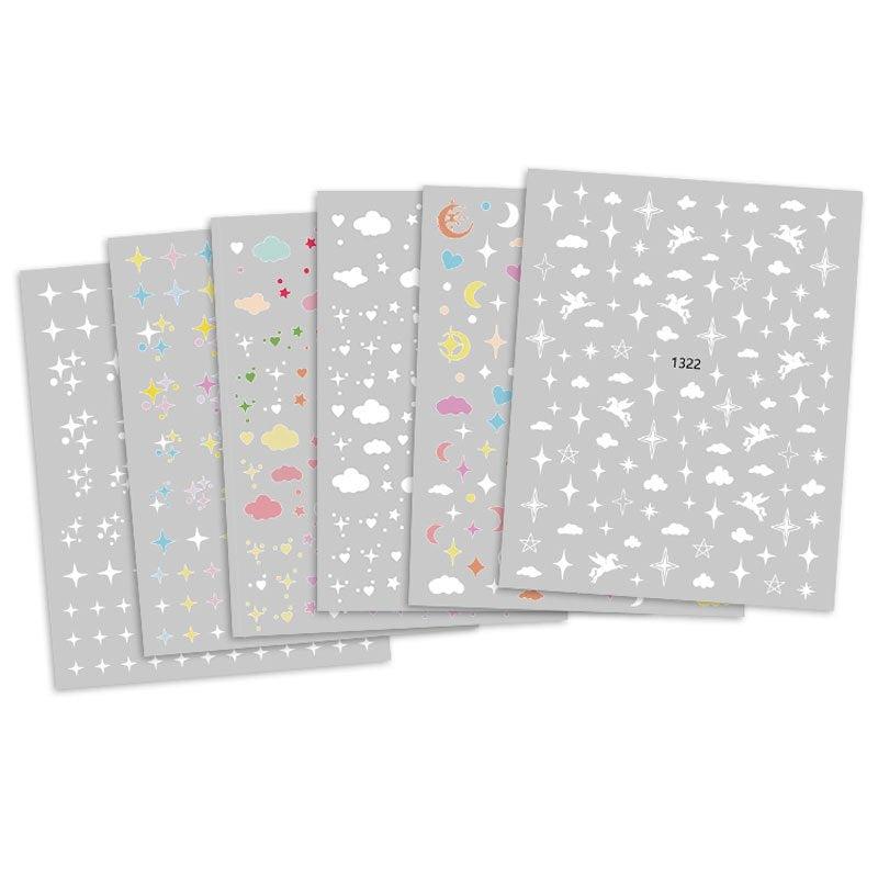 Animal Red Grid Clouds Nail Art Stickers