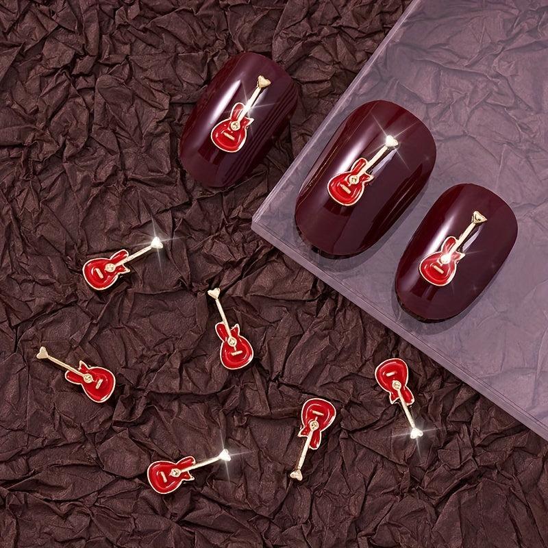 Punk Guitars Nail Art Charms 3D Guitar Ornaments 5 Pcs