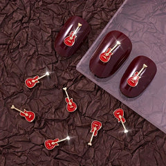Punk Guitars Nail Art Charms 3D Guitar Ornaments 5 Pcs