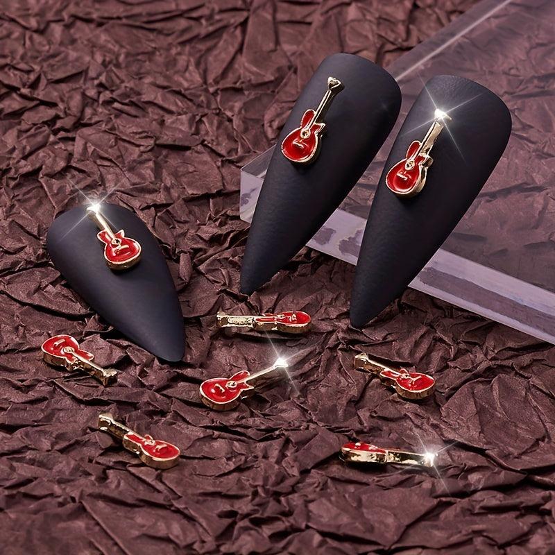 Punk Guitars Nail Art Charms 3D Guitar Ornaments 5 Pcs