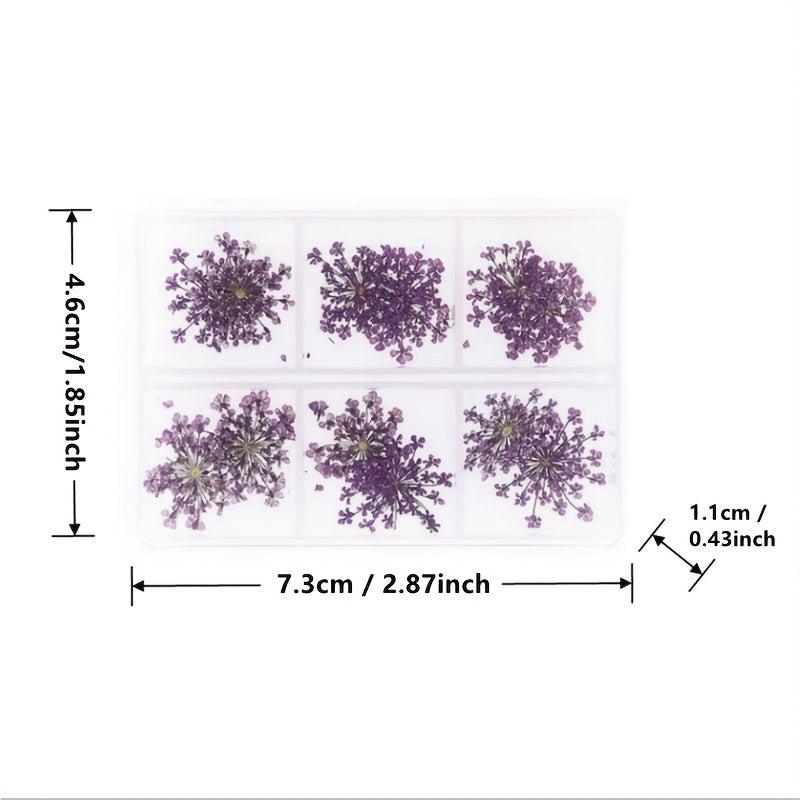 12 Dried Flower Nail Art Charm 3D Sticker For Manicure Decor