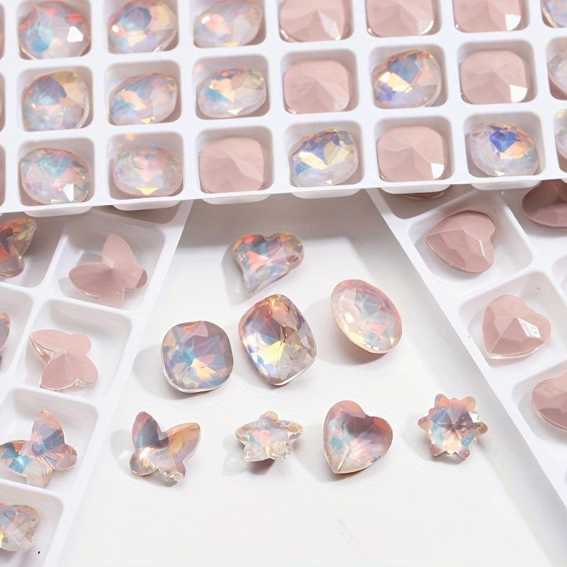 10pcs Rhinestone Nail Art for Home and Salon Use Mocha Pink Moonlight Colors