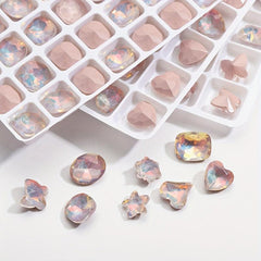 10pcs Rhinestone Nail Art for Home and Salon Use Mocha Pink Moonlight Colors
