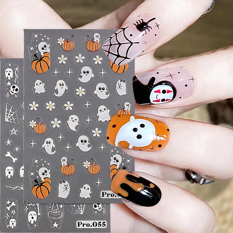 2 Sheets Halloween Nail Art Stickers Decals Self Adhesive