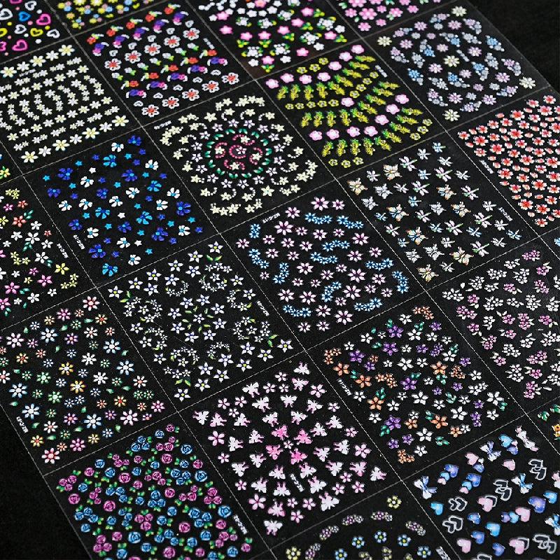 Flower Nail Art Sticker Set With Tweezers Nail File And Pusher