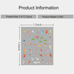 5D Embossed Dancing Girl Bird Plant Nail Stickers Nail Decal