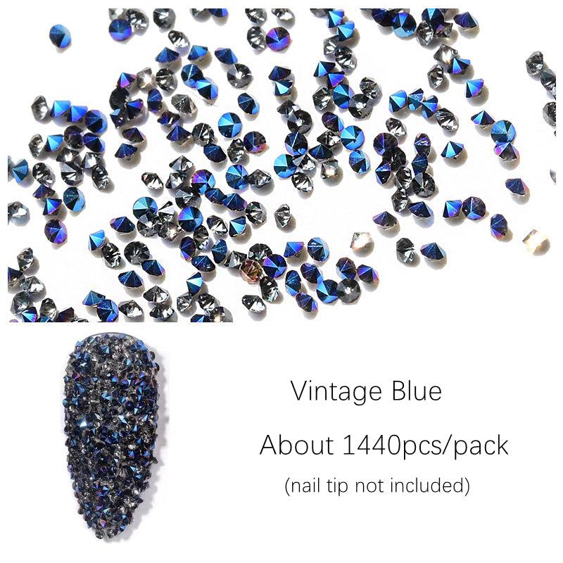 Vintage Mineral Nail Caviar Beads AB Golden Sivery Rhinestones