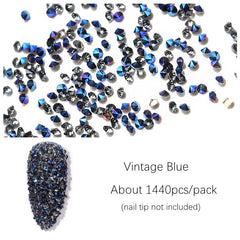 Vintage Mineral Nail Caviar Beads AB Golden Sivery Rhinestones