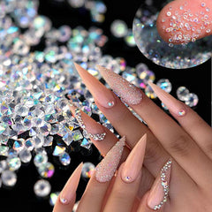 Vintage Mineral Nail Caviar Beads AB Golden Sivery Rhinestones