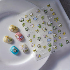 5D Embossed Flower Nail Art Stickers Nail Decals DIY Nail Stickers