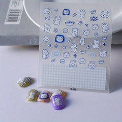 5D Embossed Flower Nail Art Stickers Nail Decals DIY Nail Stickers