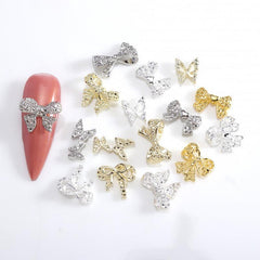 3D Alloy Bow Nail Charms Nail Gems Nail Rhinestones Crystal Nail Art Charms