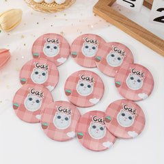 10pcs Cat Pattern Round Mirror Adorable Cosmetic Touch up Mirror For Gift