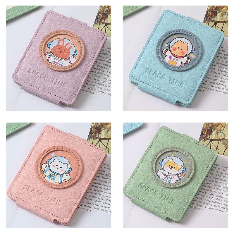 Double Sided PU Makeup Mirror Folding Portable Double Sided Mirror