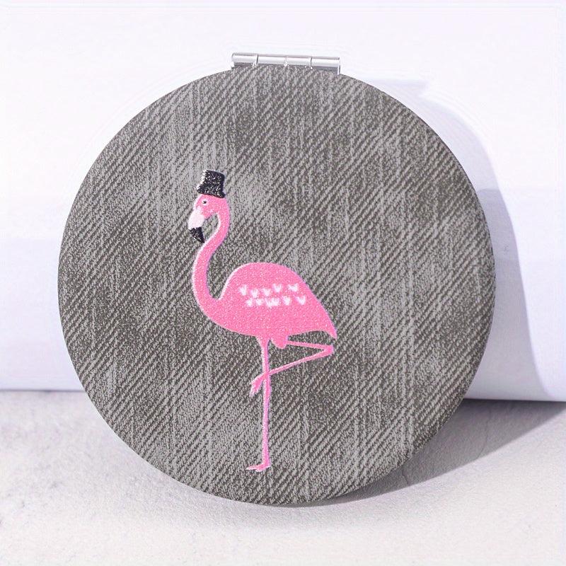 Animal Pattern Compact Mirror Double Sided Foldable Travel Size Vanity Mirror