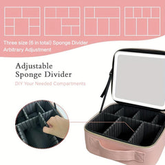 Travel Makeup Train Case With Lighted Mirror & Organizer