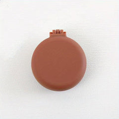 Mini Compact Hair Brush & Mirror for Purse Pocket - Round Folding Comb