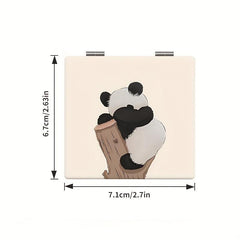 Double Sided Panda Pattern Mirror Compact Portable Makeup Vanity for Girls Teens