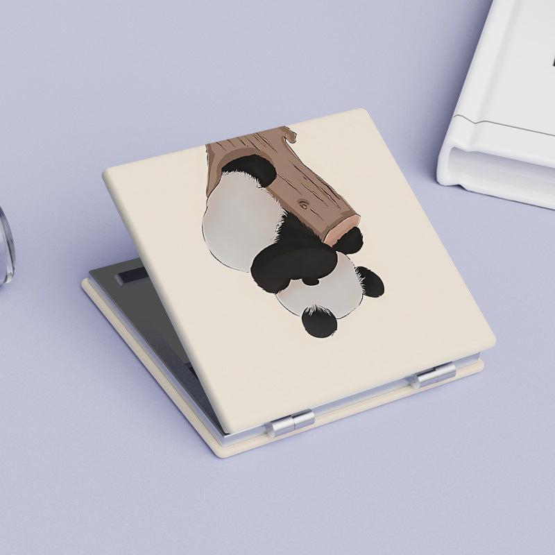 Double Sided Panda Pattern Mirror Compact Portable Makeup Vanity for Girls Teens