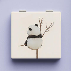Double Sided Panda Pattern Mirror Compact Portable Makeup Vanity for Girls Teens