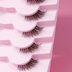 7 Pairs Fluffy Half Eye Lashes Faux Mink Extensions Transparent Stems