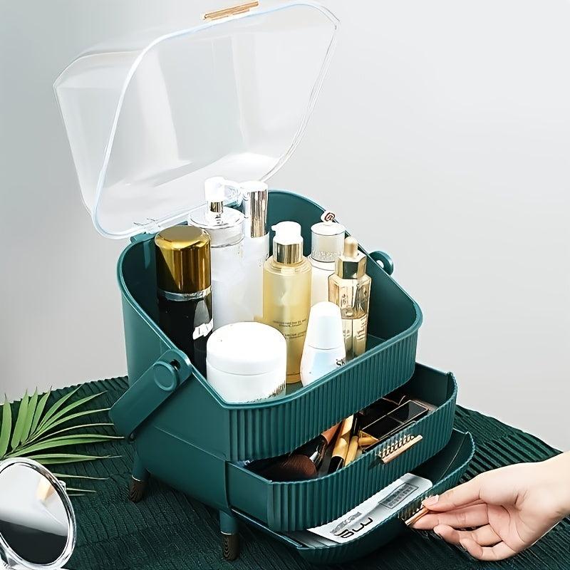 Clear Makeup Organizer with Lipstick and Skincare Holders